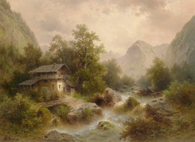 Mill on the Mountain Stream by Albert Rieger